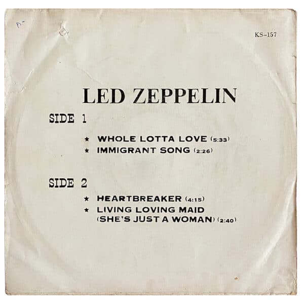 Single <br>Thailand (KS 157) <br>Whole Lotta Love / Immigrant Song / Heartbreaker / Living Loving Maid (#1) - Image 2
