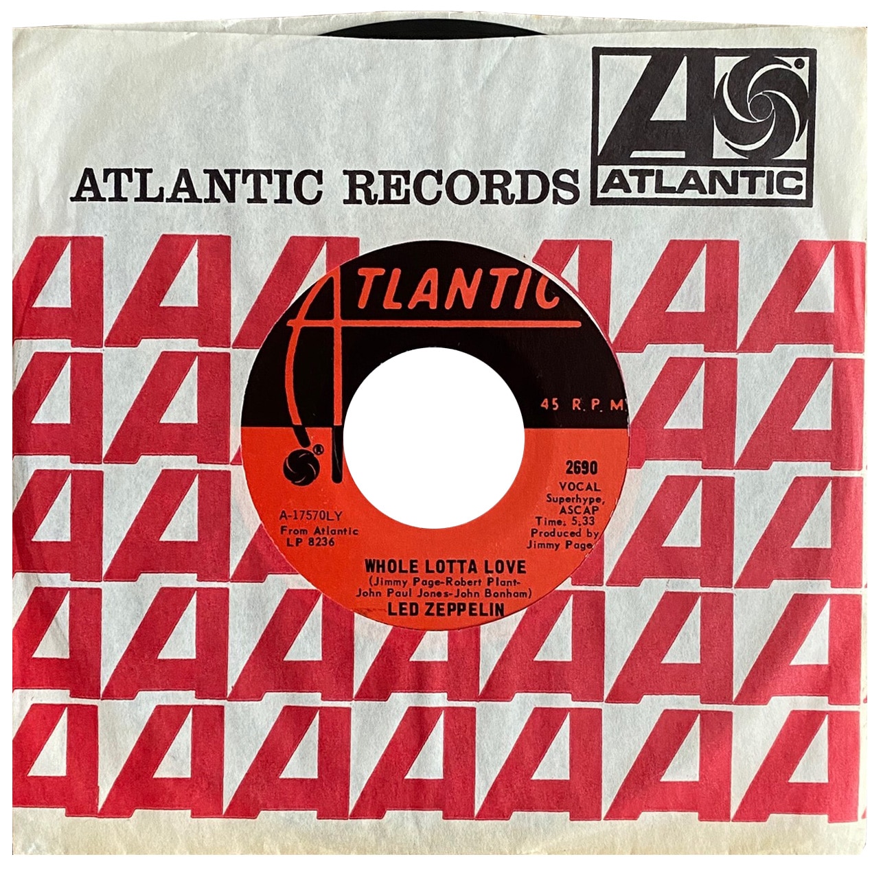 Single <br>USA (45-2690) <br>Whole Lotta Love / Living Loving Maid (#15)