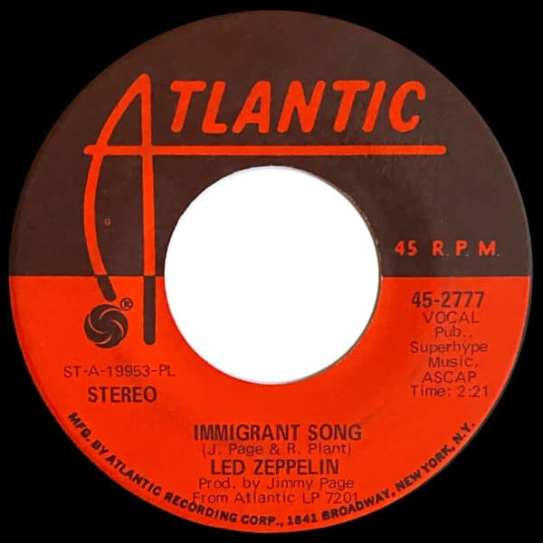 Single <br>USA (45-2777) <br>Immigrant Song / Hey, Hey, What Can I Do (#08) - Image 2