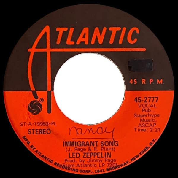 Single <br>USA (45-2777) <br>Immigrant Song / Hey, Hey, What Can I Do (#09) - Image 2
