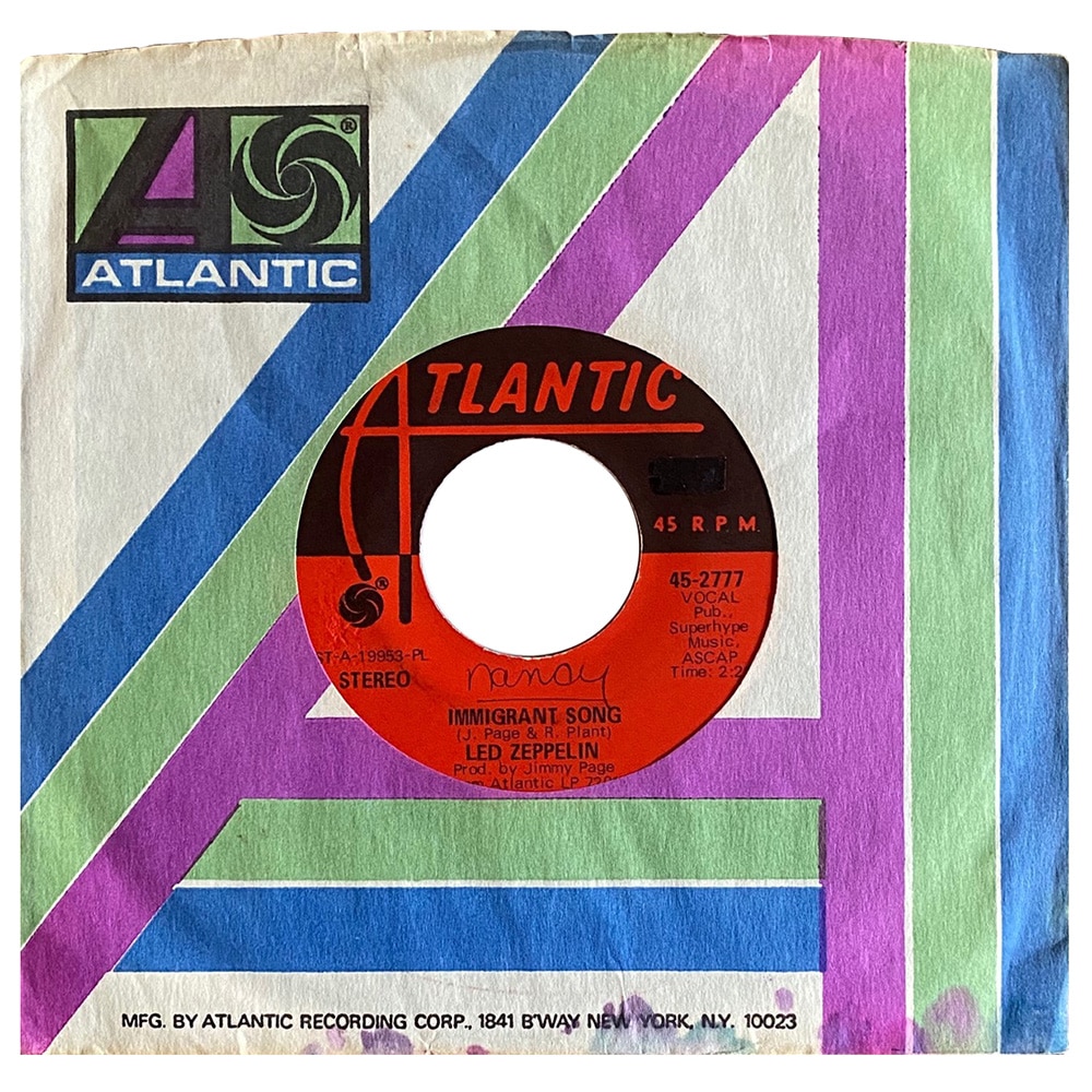 Single <br>USA (45-2777) <br>Immigrant Song / Hey, Hey, What Can I Do (#09)