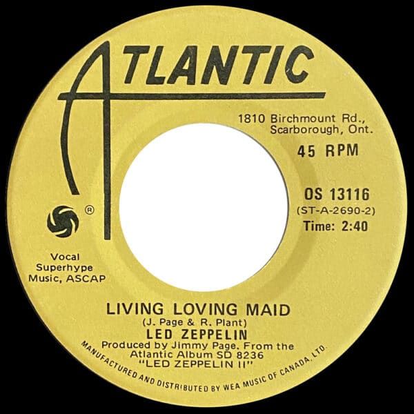 Single <br>Canada (OS 13116) <br>Whole Lotta Love / Living Loving Maid (#2) - Image 3