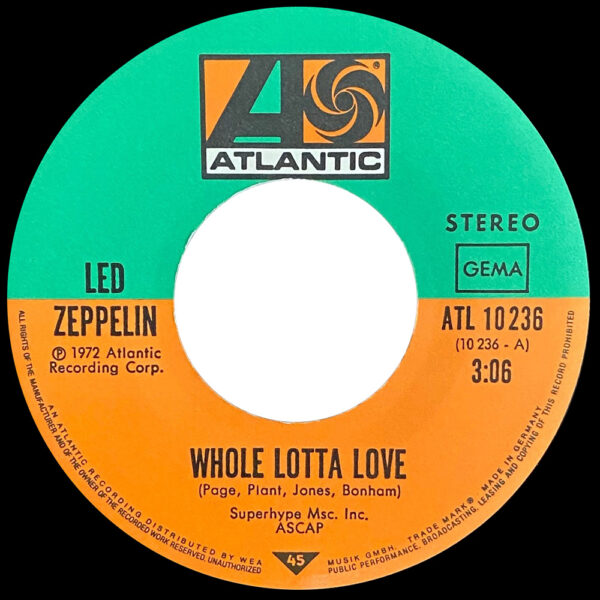 Single <br>Germany (ATL 10236) <br>Whole Lotta Love / Immigrant Song (#2) - Image 3