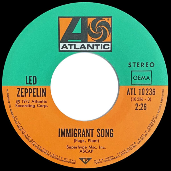 Single <br>Germany (ATL 10236) <br>Whole Lotta Love / Immigrant Song (#2) - Image 4