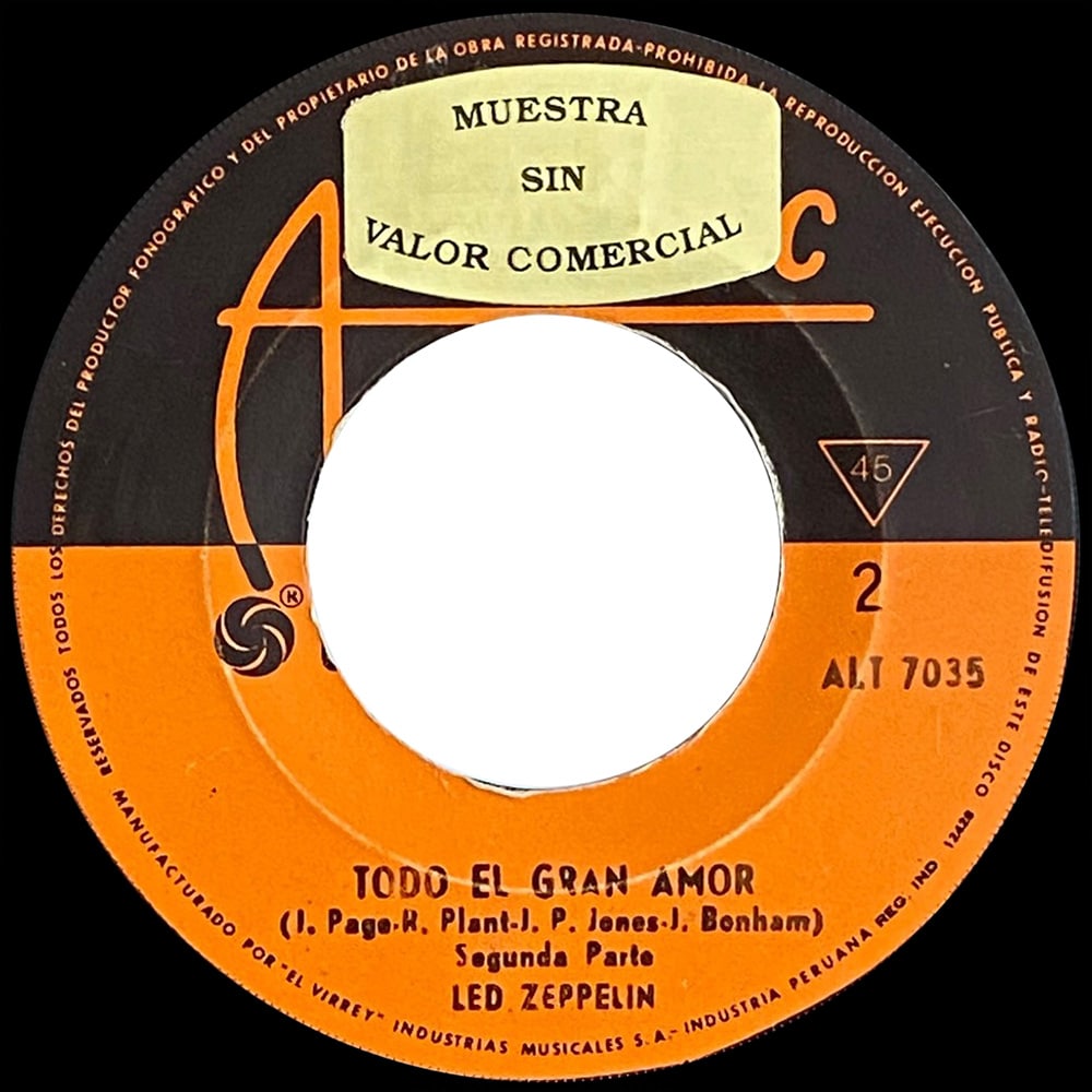 Single <br>Peru (ALT 7035) <br>Whole Lotta Love / Whole Lotta Love (Promo) - Image 3