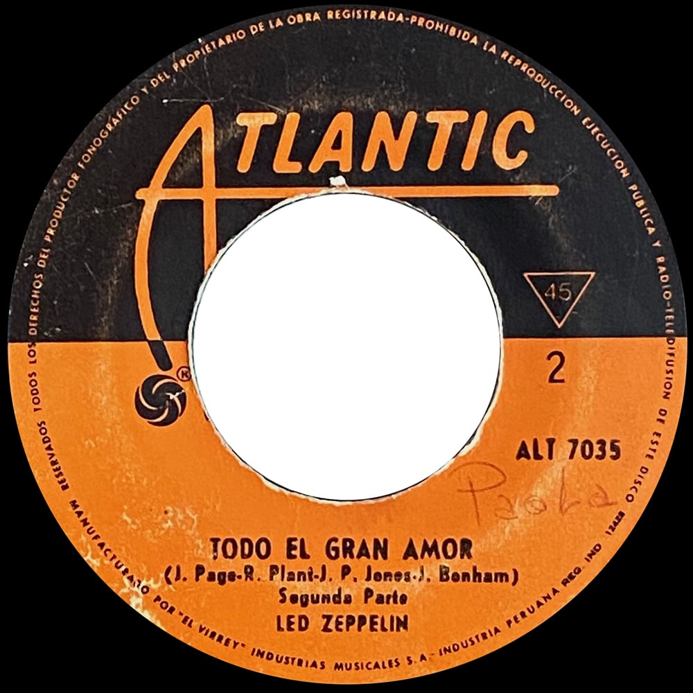 Single <br>Peru (ALT 7035) <br>Whole Lotta Love / Whole Lotta Love (#2) - Image 3