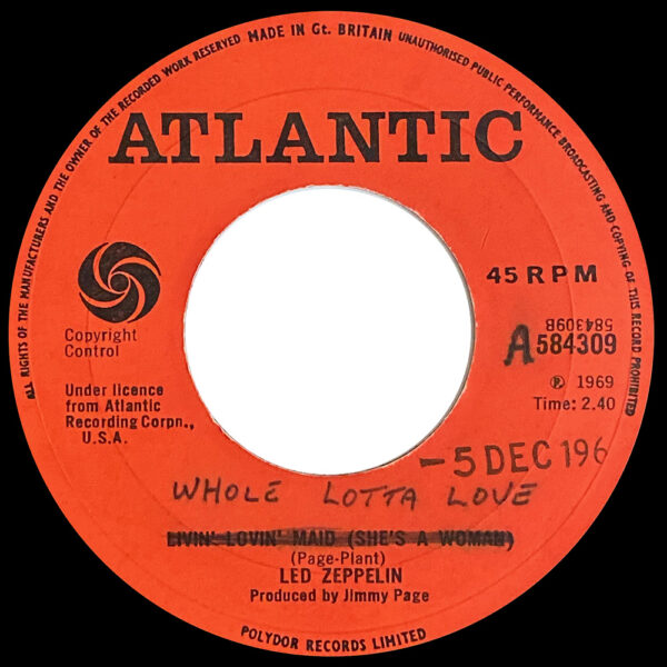 Single <br>United Kingdom (584309) <br>Whole Lotta Love / Living Loving Maid (Promo #2) - Image 2
