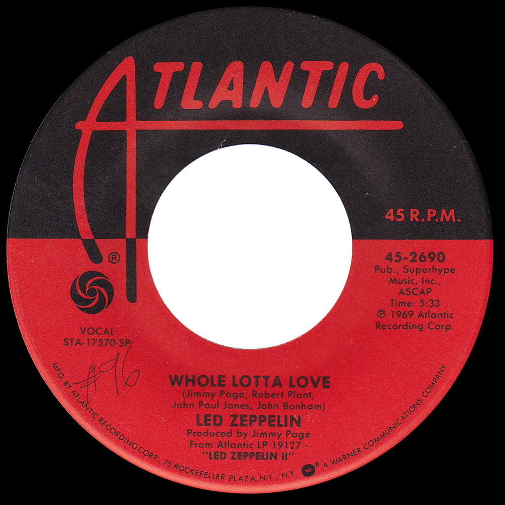 Single <br>USA (45-2690) <br>Whole Lotta Love / Living Loving Maid (#07)