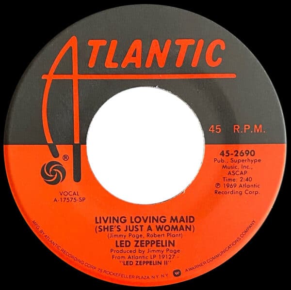 Single <br>USA (45-2690) <br>Whole Lotta Love / Living Loving Maid (#05) - Image 3