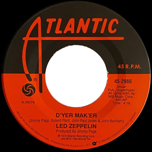 Single <br>USA (45-2986) <br>D'yer Mak'er / The Crunge (#11) - Image 3