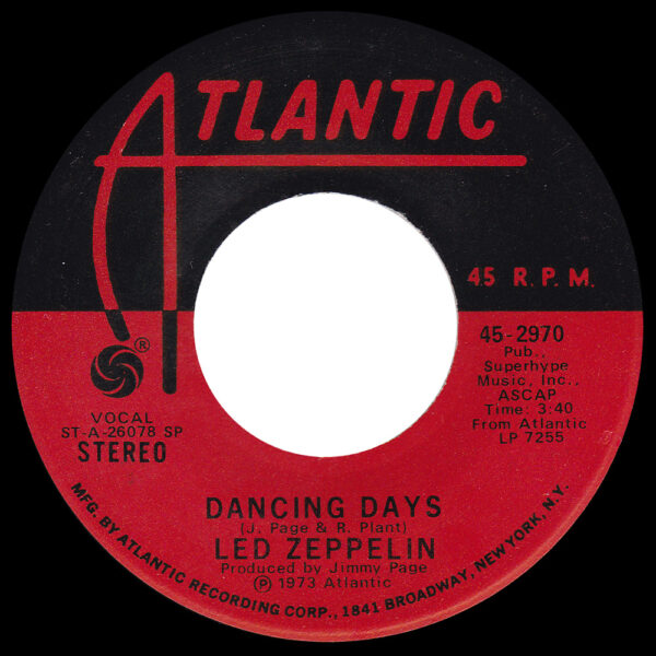 Single <br>USA (45-2970) <br>Over The Hills and Far Away / Dancing Days (#1) - Image 2