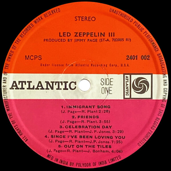 LP <br>Led Zeppelin III <br>India (2401 002) - Image 3