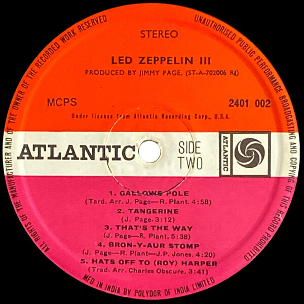 LP <br>Led Zeppelin III <br>India (2401 002) - Image 4
