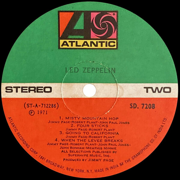 LP <br>Led Zeppelin IV <br>India (SD 7208) #2 - Image 6