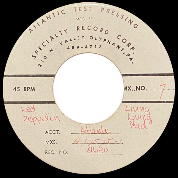 Single <br>USA (45-2690) <br>Whole Lotta Love / Living Loving Maid (Test Pressing #2) - Image 2