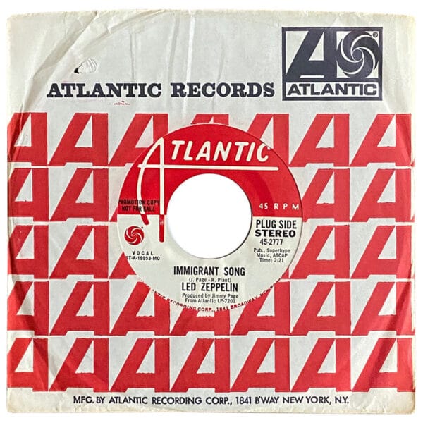Single <br>USA (45-2777) <br>Immigrant Song (Promo #1)