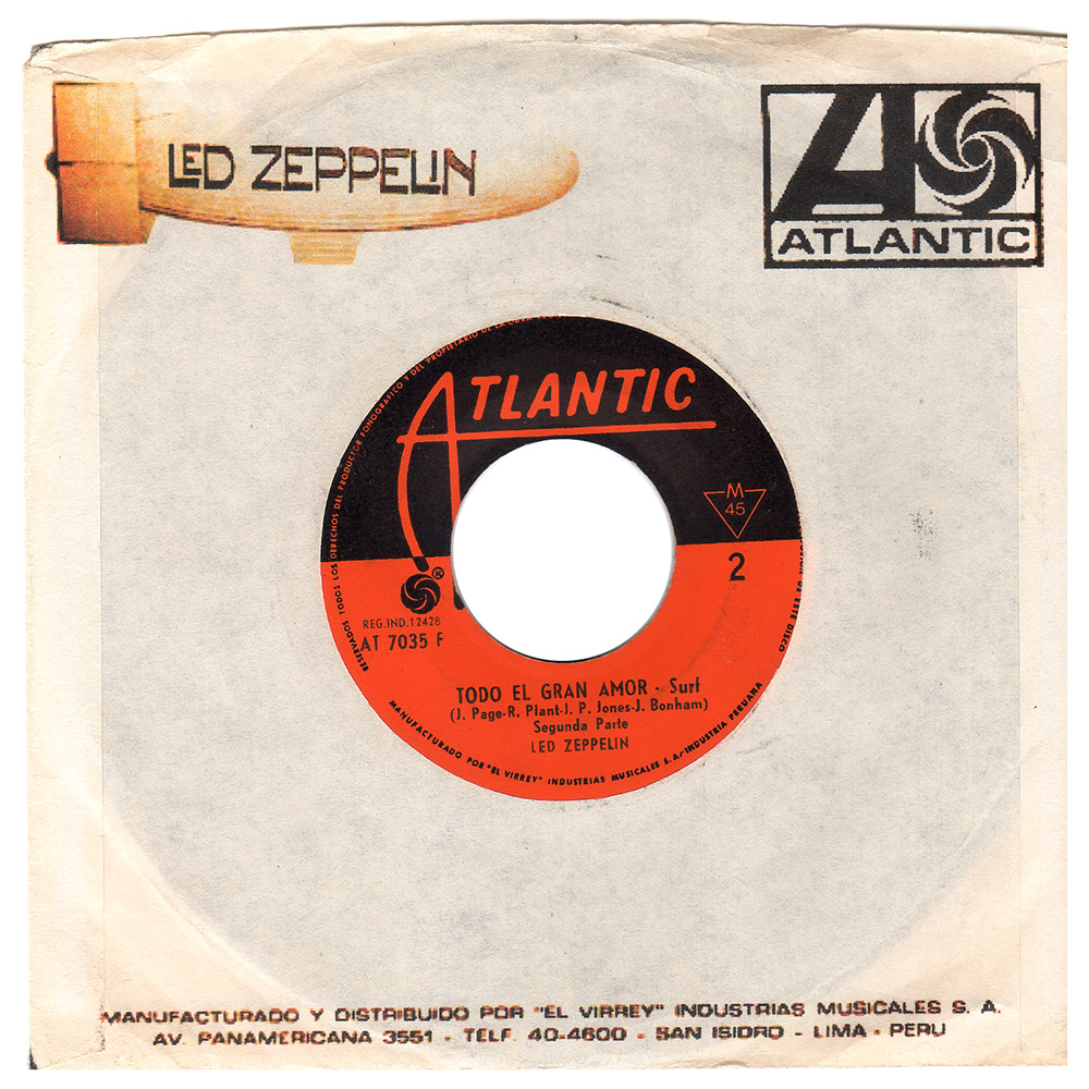 Single <br>Peru (AT 7035 F) <br>Whole Lotta Love/Whole Lotta Love (Promo) - Image 2