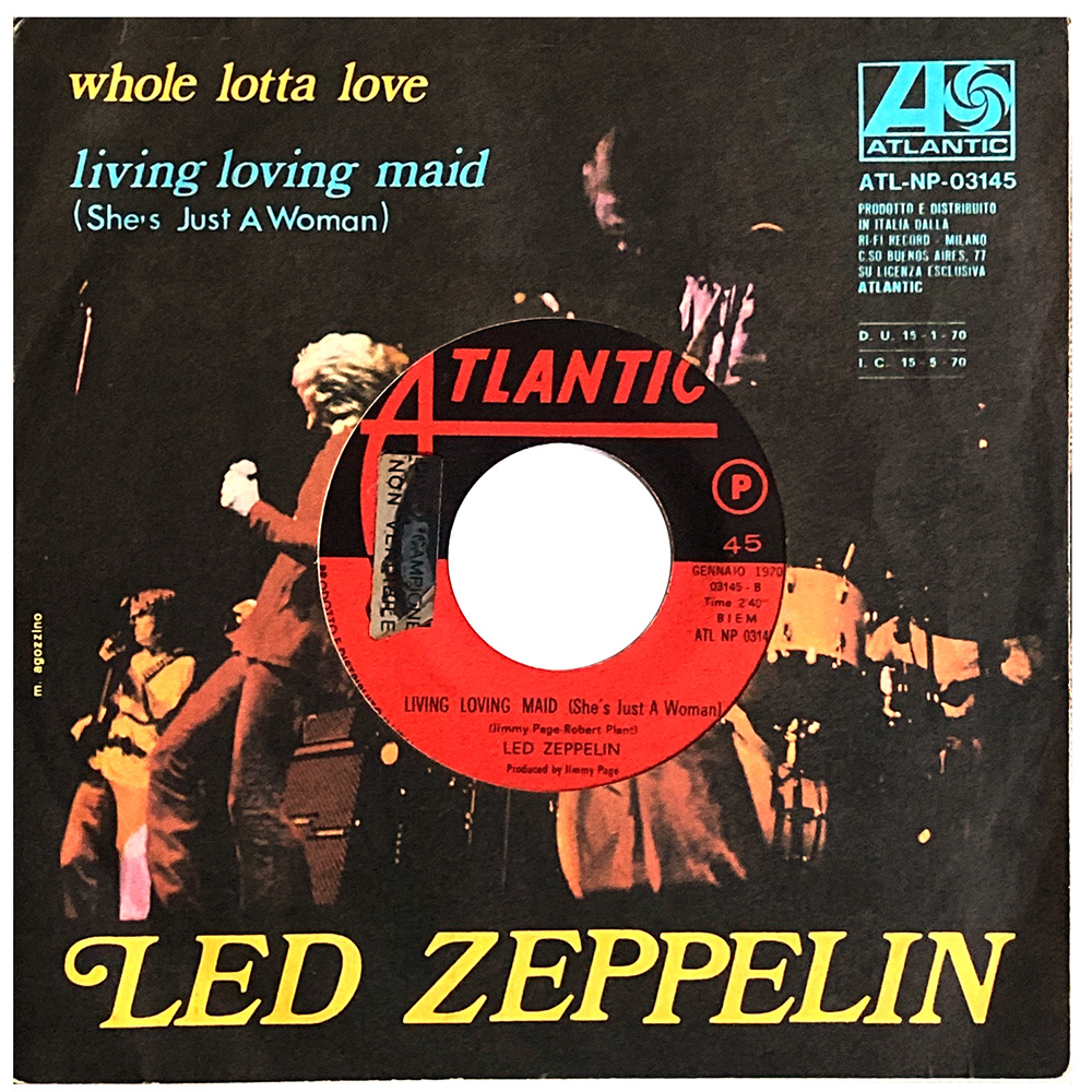 Single <br>Italy (ATL NP 03145) <br>Whole Lotta Love / Living Loving Maid (Promo) - Image 2