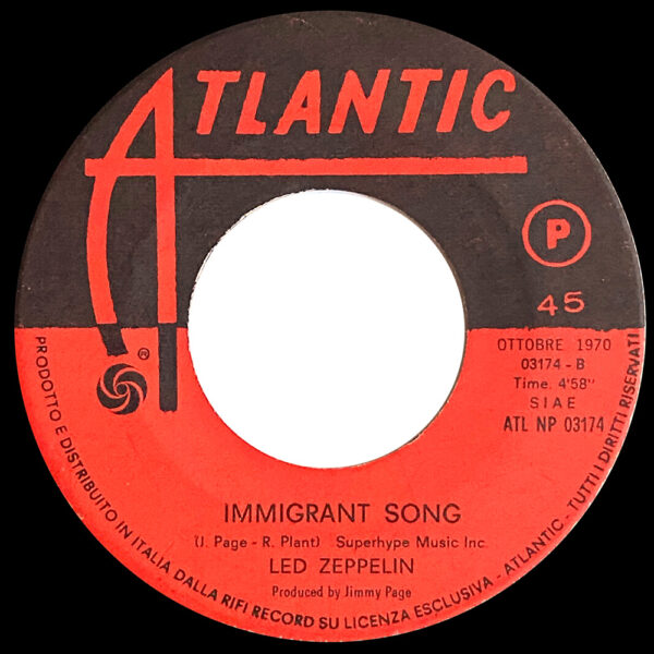 Single <br>Italy (ATL NP 03174) <br>Bron-Y-Aur Stomp / Immigrant Song (#2) - Image 4