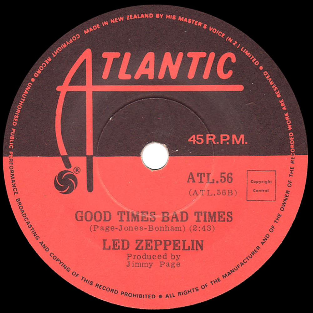 Single <br>New Zealand (ATL.56) <br>Whole Lotta Love / Good Times Bad Times (#2) - Image 2