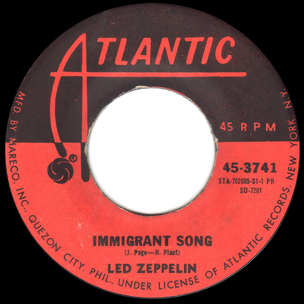 Single <br>Philippines (45-3741) <br>Immigrant Song / Tangerine (#2)