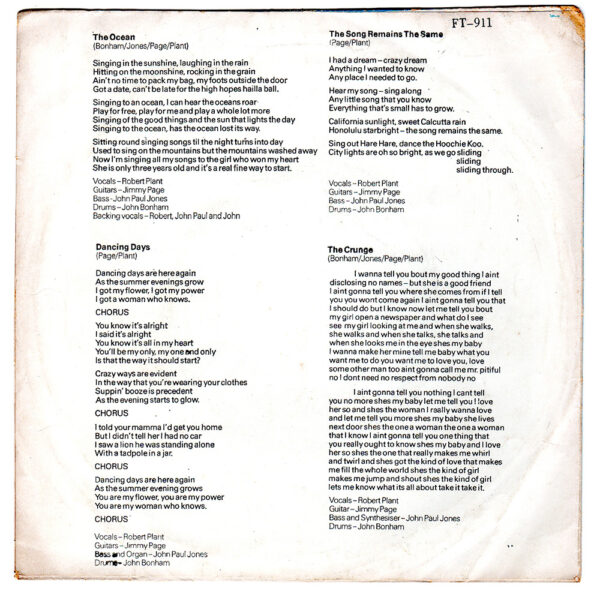 Single <br>Thailand (FT. 911) <br>The Ocean / Dancing Days / TSRTS / The Crunge (#2) - Image 2