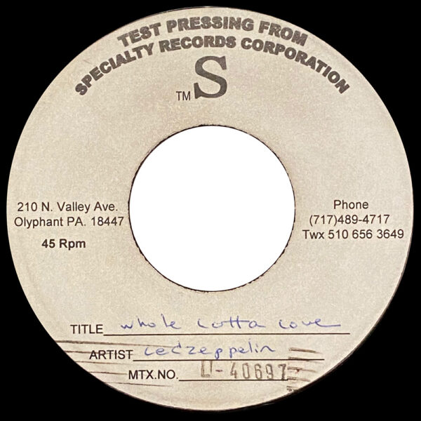 Single <br>USA (45-2690) <br>Whole Lotta Love / Living Loving Maid (Test Pressing #3)