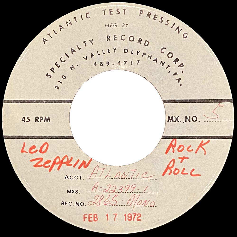 Single <br>USA (45-2865) <br>Rock and Roll (Test Pressing)
