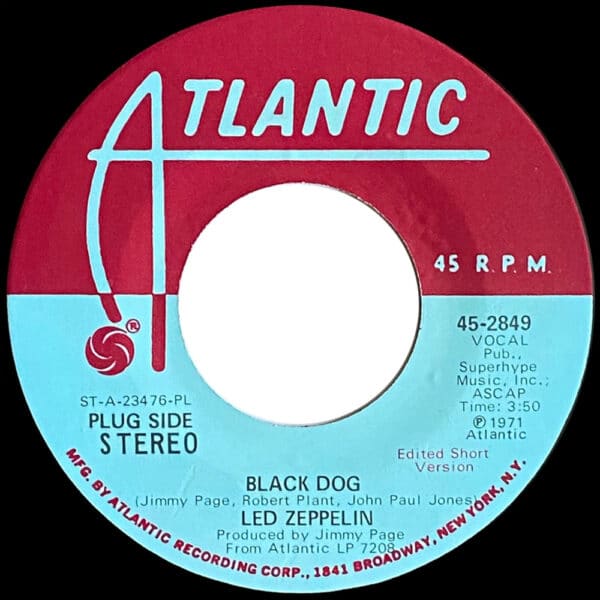 Single <br>USA (45-2849) <br>Black Dog / Black Dog (Promo #2) - Image 3