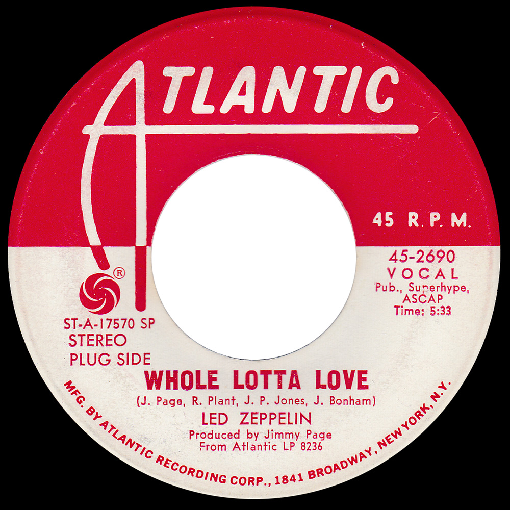 Single <br>USA (45-2690) <br>Whole Lotta Love / Living Loving Maid (Promo #1)