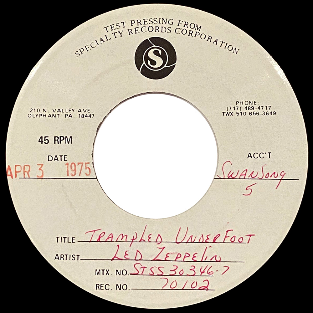 Single <br>USA (SS-70102) <br>Trampled Under Foot (Test Pressing)