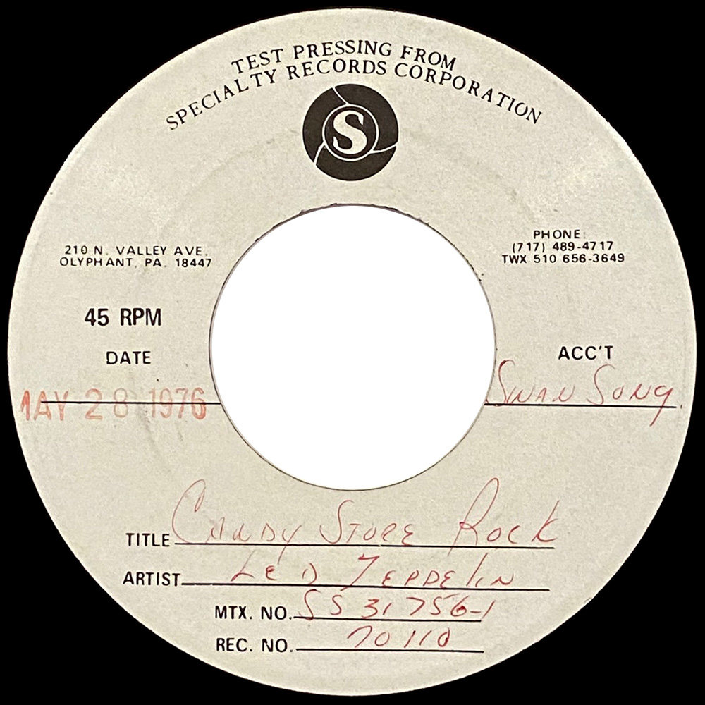 Single <br>USA (SS-70110) <br>Candy Store Rock  (Test Pressing)
