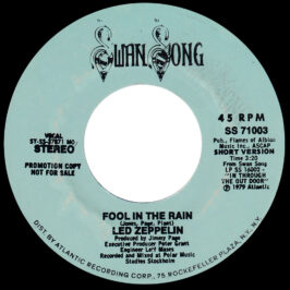 Single <br>USA (SS-71003) <br>Fool In The Rain / Fool In The Rain (Promo #1)