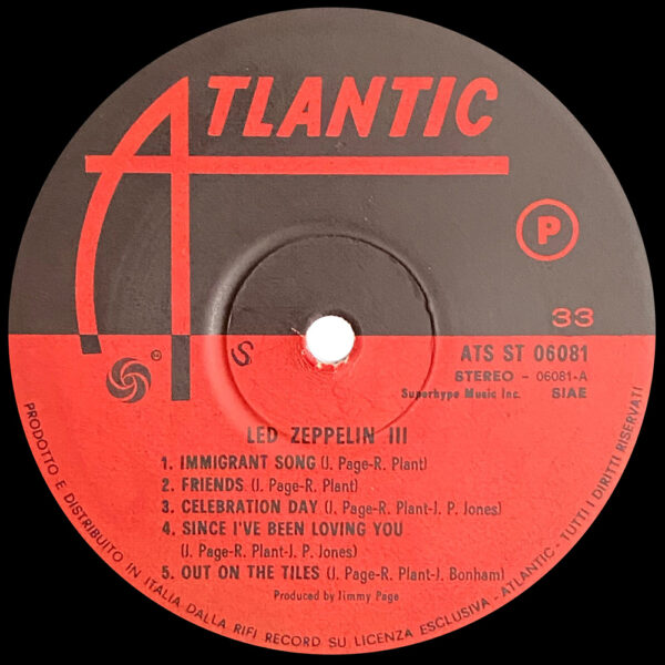 LP <br>Led Zeppelin III <br>Italy (ATS ST 06081) - Image 4