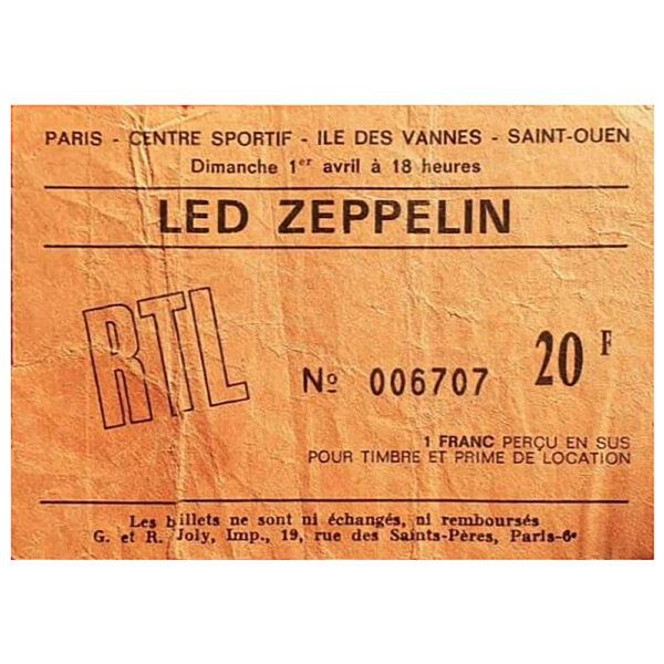 Concert Ticket <br>1973.04.01 <br>Paris, FR