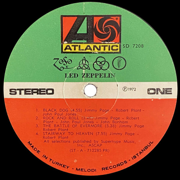 LP <br>Led Zeppelin IV <br>Turkey (SD 7208) - Image 3