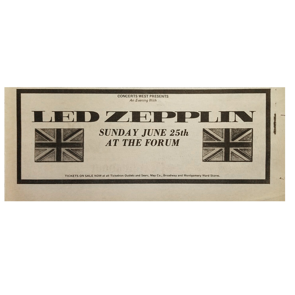 Concert Advertisement <br>1972.06.25 <br>Los Angeles, CA (Ad)