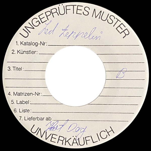Single <br>Germany (SS 19421) <br>Fool In Rain / Hot Dog (Test Pressing #2) - Image 2