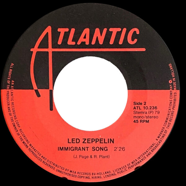 Single <br>Holland (ATL 10.236) <br>Whole Lotta Love / Immigrant Song (#1) - Image 4
