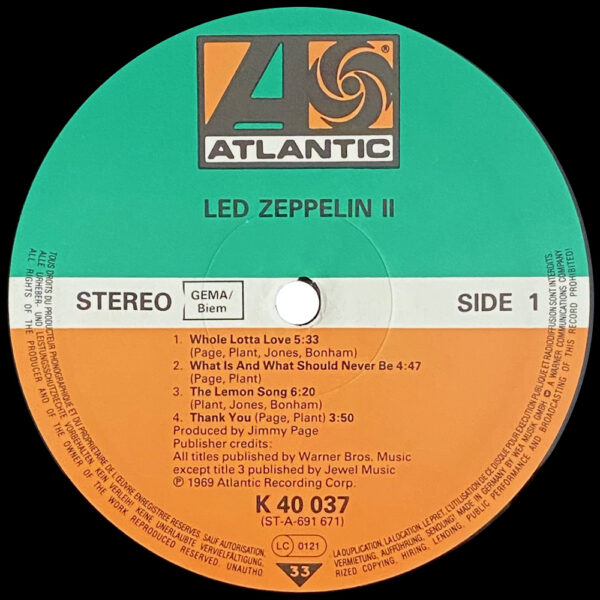 LP <br>Led Zeppelin II <br>Germany (K 40 037) - Image 3