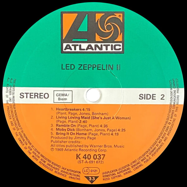 LP <br>Led Zeppelin II <br>Germany (K 40 037) - Image 4