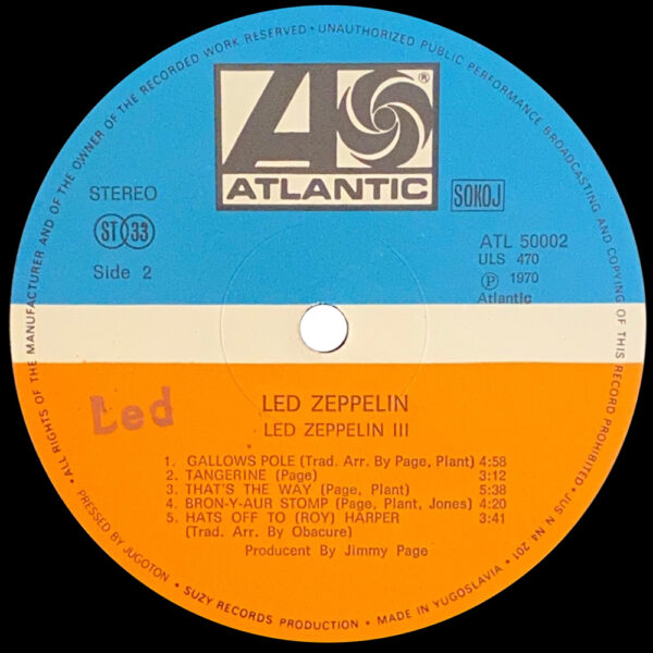 LP <br>Led Zeppelin III <br>Yugoslavia (ATL 50002) #1 - Image 4
