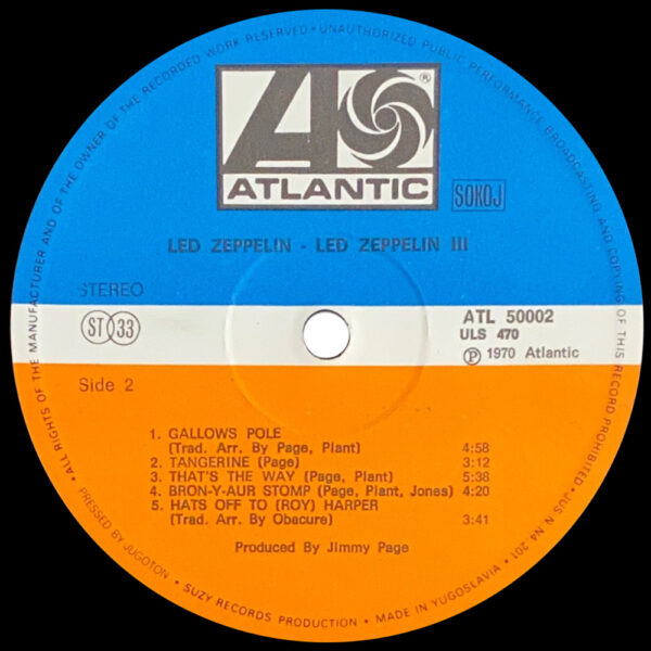 LP <br>Led Zeppelin III <br>Yugoslavia (ATL 50002) #2 - Image 4