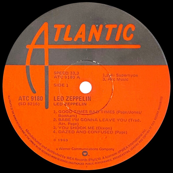 LP <br>Led Zeppelin <br>South Africa (ATC 9180) #4 - Image 3