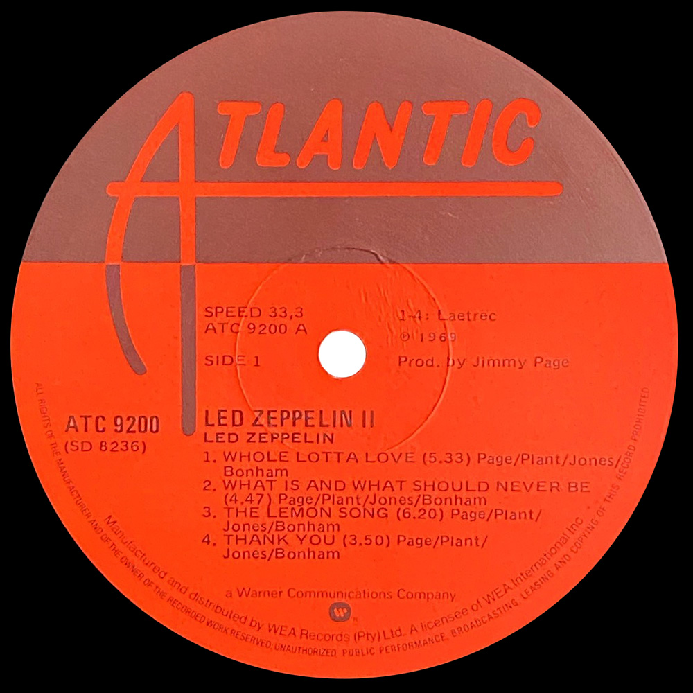LP <br>Led Zeppelin II <br>South Africa (ATC 9200) #3 - Image 4