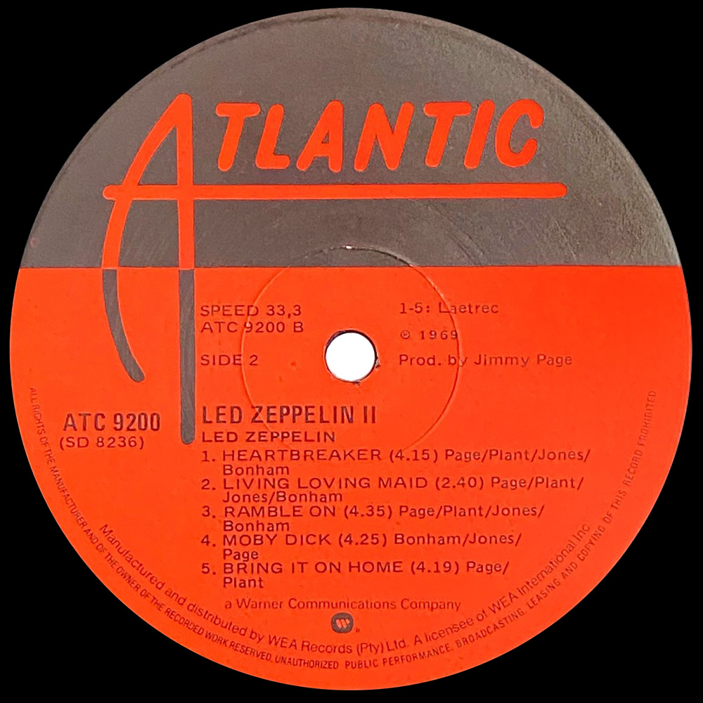 LP <br>Led Zeppelin II <br>South Africa (ATC 9200) #3 - Image 5