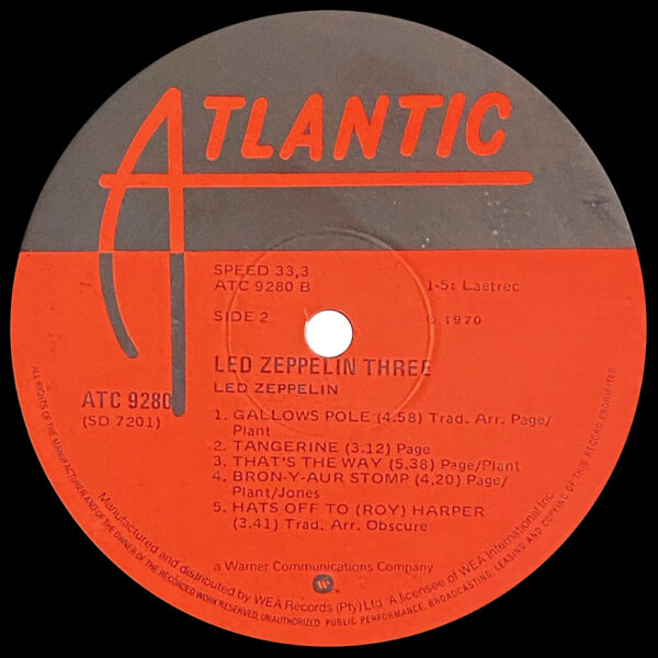 LP <br>Led Zeppelin III <br>South Africa (ATR 9280) #2 - Image 5