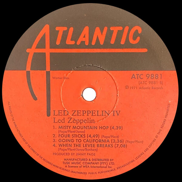 LP <br>Led Zeppelin IV <br>South Africa (ATC 9881) - Image 4