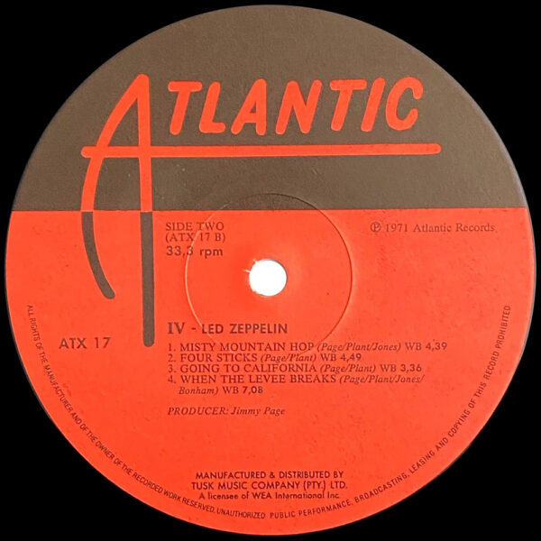 LP <br>Led Zeppelin IV <br>South Africa (ATX 17) - Image 4