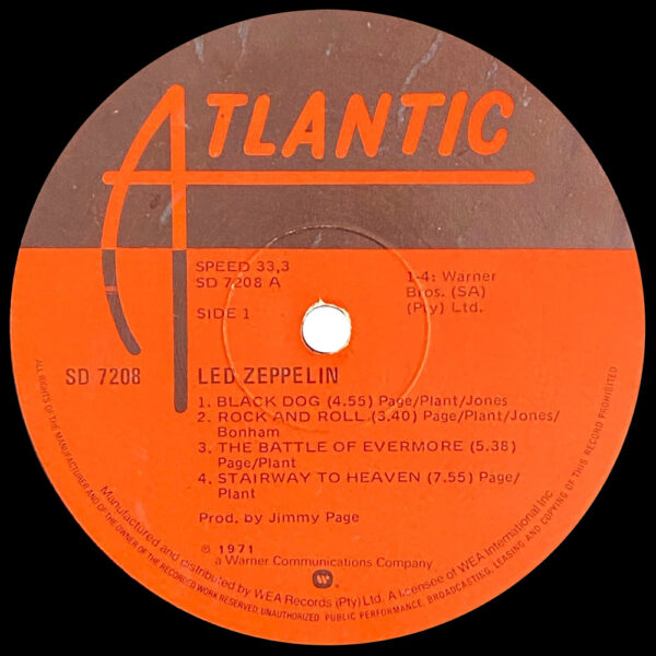 LP <br>Led Zeppelin IV <br>South Africa (SD 7208) #2 - Image 4